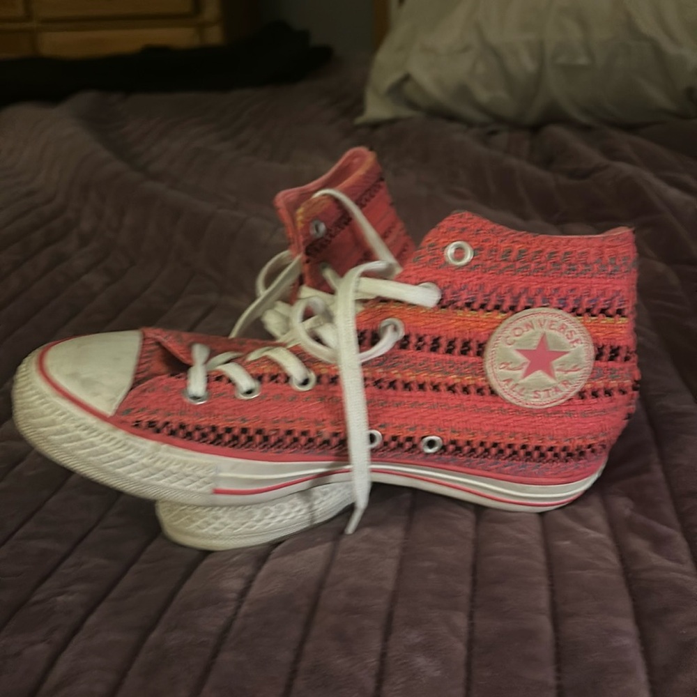 Hot pink Converse high tops
